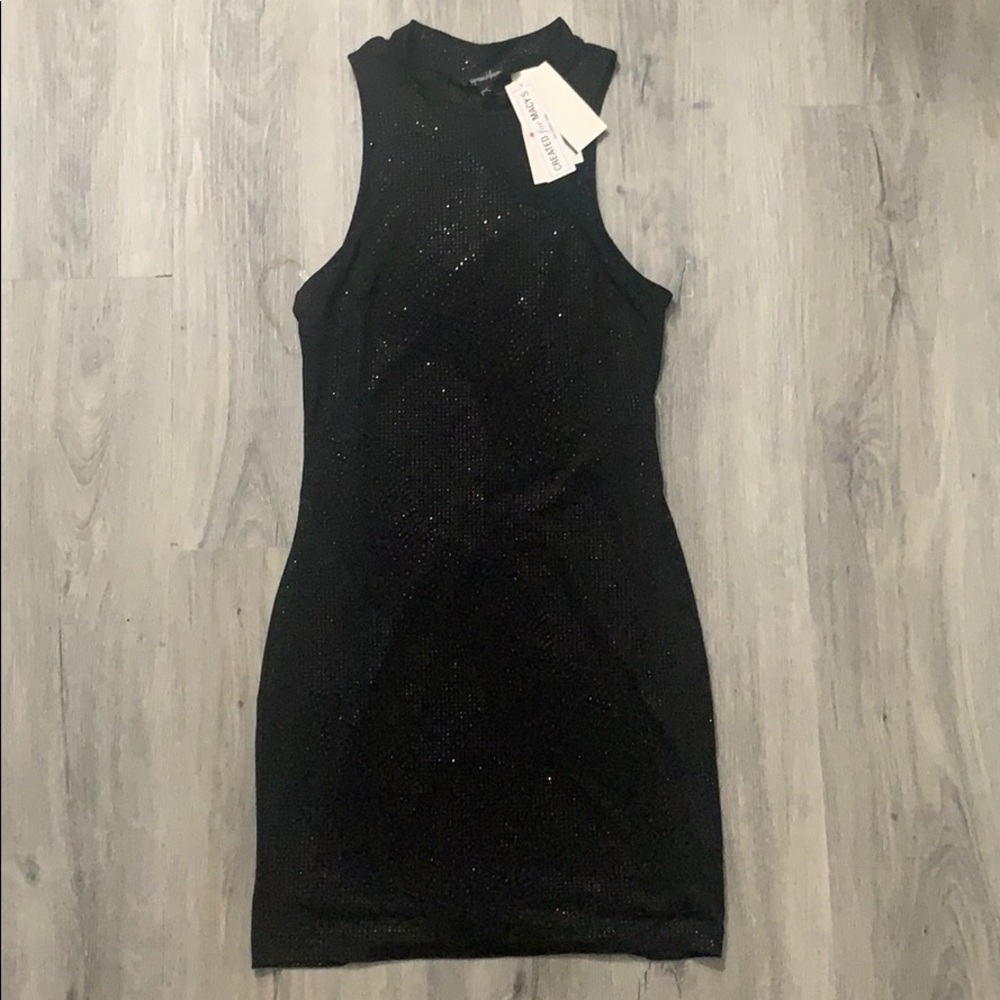 Black XXS shinny turtle neck mini dress
